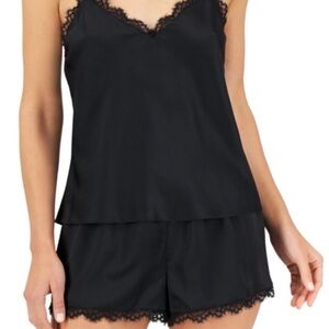INC Black Lace Trim Sleepwear Set
